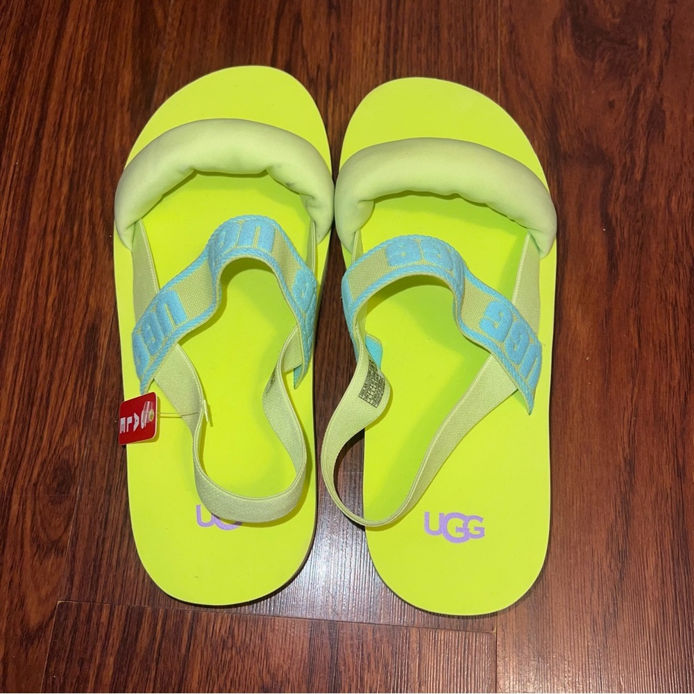 UGG Bright GreenSandals with Blue Accents - Picture 3 of 5